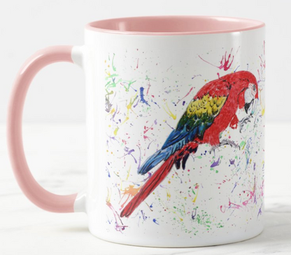 Macaw Parrot Bird Animal Watercolour Rainbow Art Coloured Mug Cup
