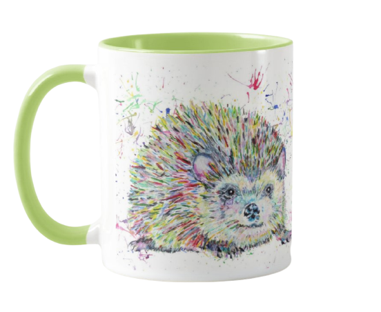 Hedgehog Wildlife Animals Watercolour Rainbow Art Coloured Mug Cup