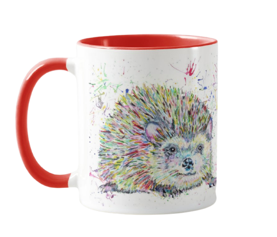 Hedgehog Wildlife Animals Watercolour Rainbow Art Coloured Mug Cup