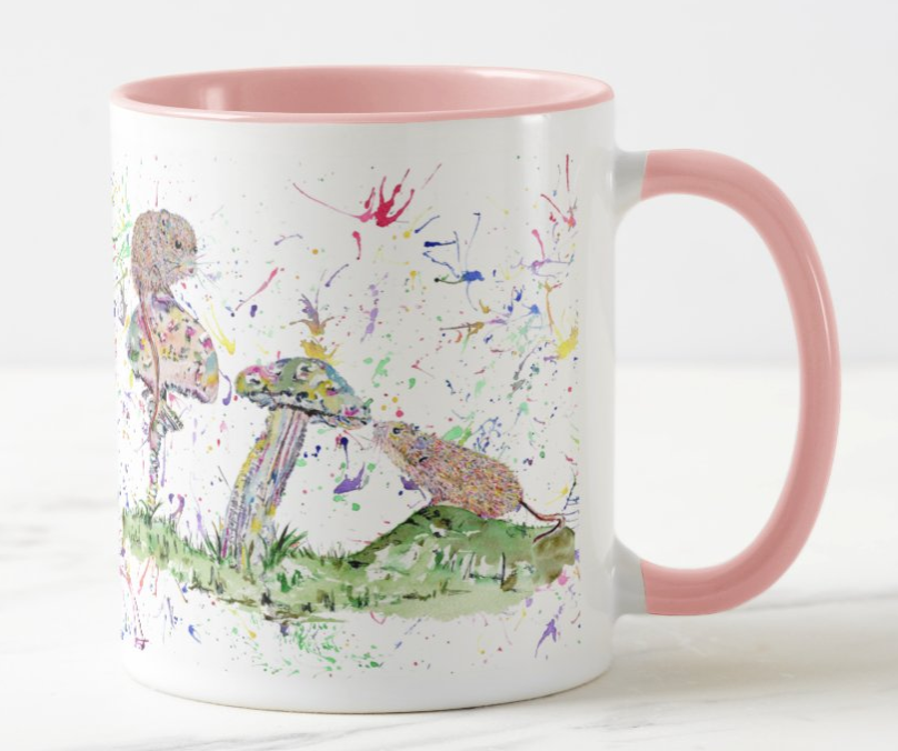 Mice Mushroom Mouse Harvest Wildlife Animals Watercolour Rainbow Art Coloured Mug Cup