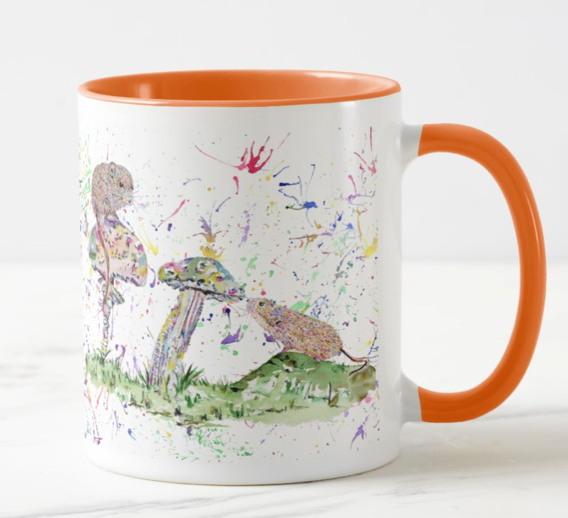 Mice Mushroom Mouse Harvest Wildlife Animals Watercolour Rainbow Art Coloured Mug Cup