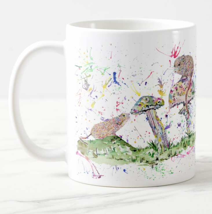 Mice Mushroom Mouse Harvest Wildlife Animals Watercolour Rainbow Art Coloured Mug Cup