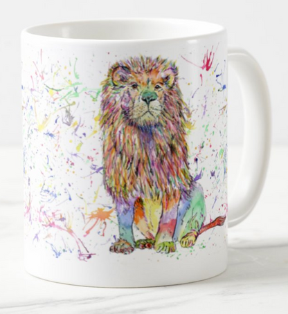 Lion Big Cat Safari Animals Watercolour Art Coloured Mug Cup