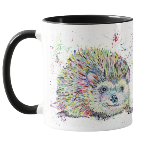 Hedgehog Wildlife Animals Watercolour Rainbow Art Coloured Mug Cup