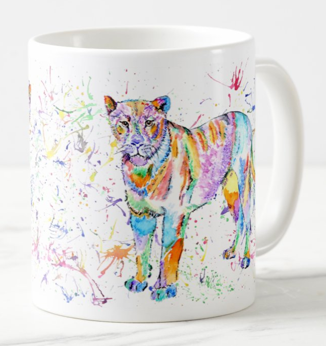 Lioness Lion Big Cat Safari  Animals Watercolour Art Coloured Mug Cup