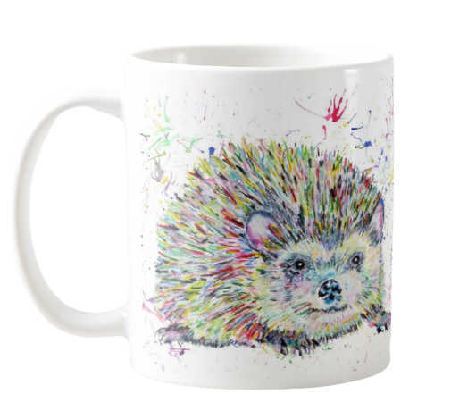 Hedgehog Wildlife Animals Watercolour Rainbow Art Coloured Mug Cup