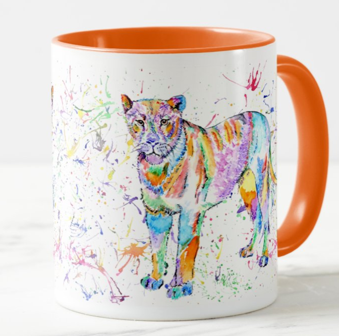 Lioness Lion Big Cat Safari  Animals Watercolour Art Coloured Mug Cup