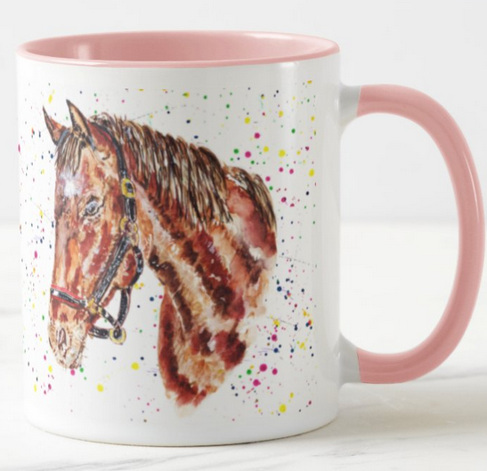 Horse Farm Hand Painted Animals Watercolour Art Coloured Mug Cup