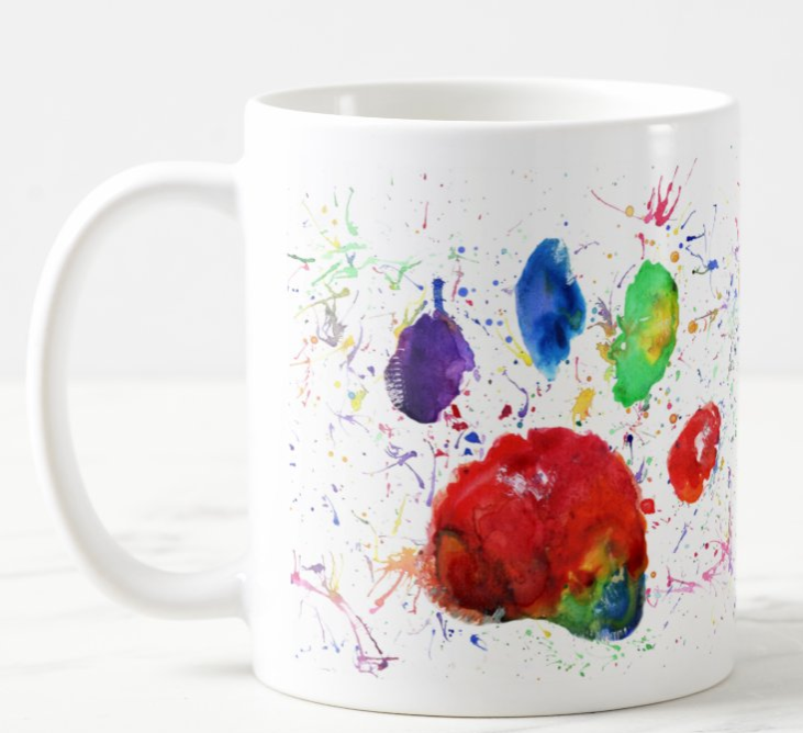 Cat Paw Pawprint Bridge pet Animal Watercolour Rainbow Art Coloured Mug Cup