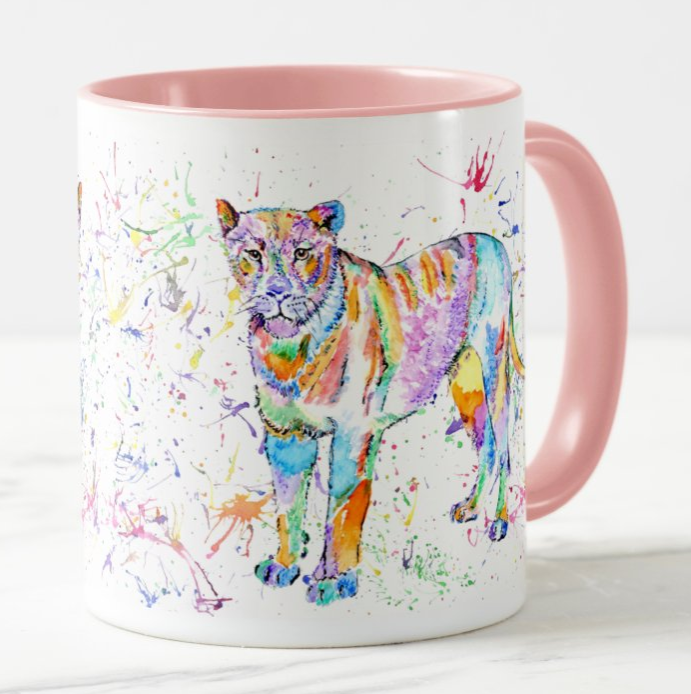 Lioness Lion Big Cat Safari  Animals Watercolour Art Coloured Mug Cup