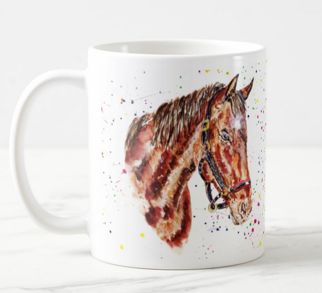 Horse Farm Hand Painted Animals Watercolour Art Coloured Mug Cup