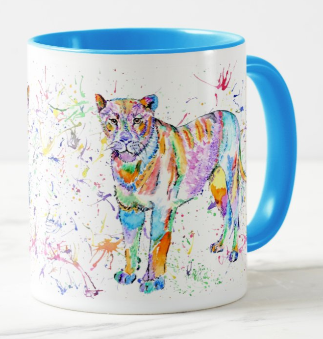 Lioness Lion Big Cat Safari  Animals Watercolour Art Coloured Mug Cup