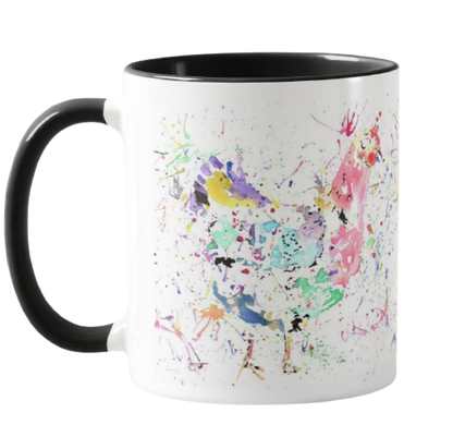 Hen Bird Animal Watercolour Rainbow Art Coloured Mug Cup