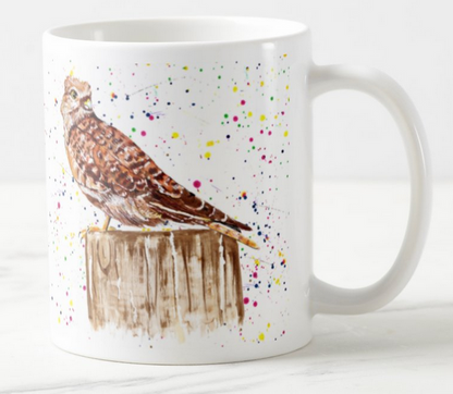 Sparrowhawk Bird of prey Bird Animal Watercolour Rainbow Art Coloured Mug Cup