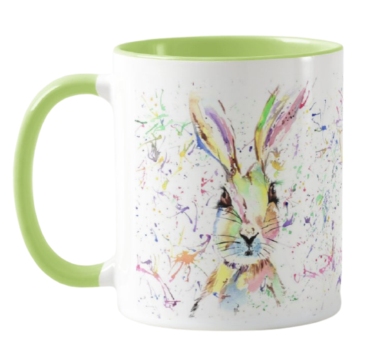 Hare Bunny Rabbit Watercolour Rainbow Art Coloured Mug Cup