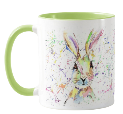 Hare Bunny Rabbit Watercolour Rainbow Art Coloured Mug Cup