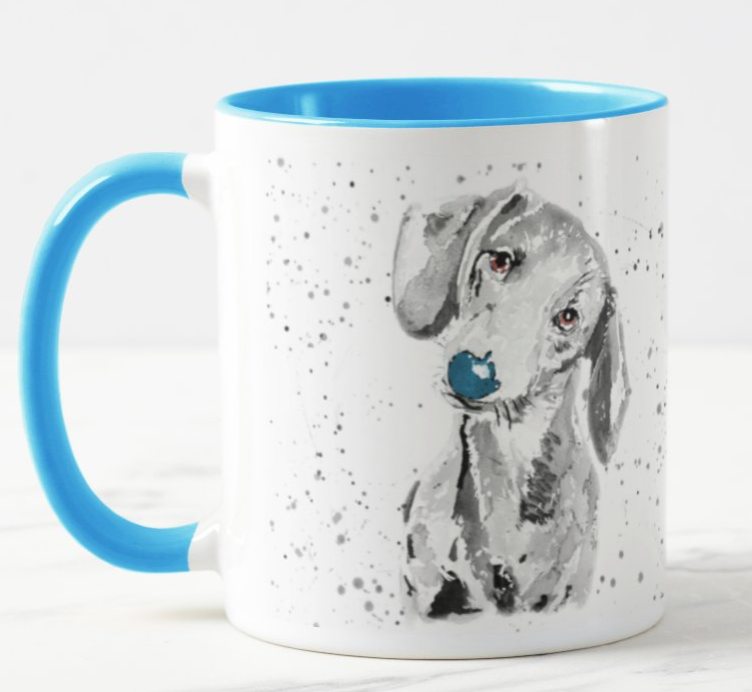 Dachshund Dog Sausage Wiener Black and White Pet Animal Watercolour Rainbow Art Coloured Mug Cup