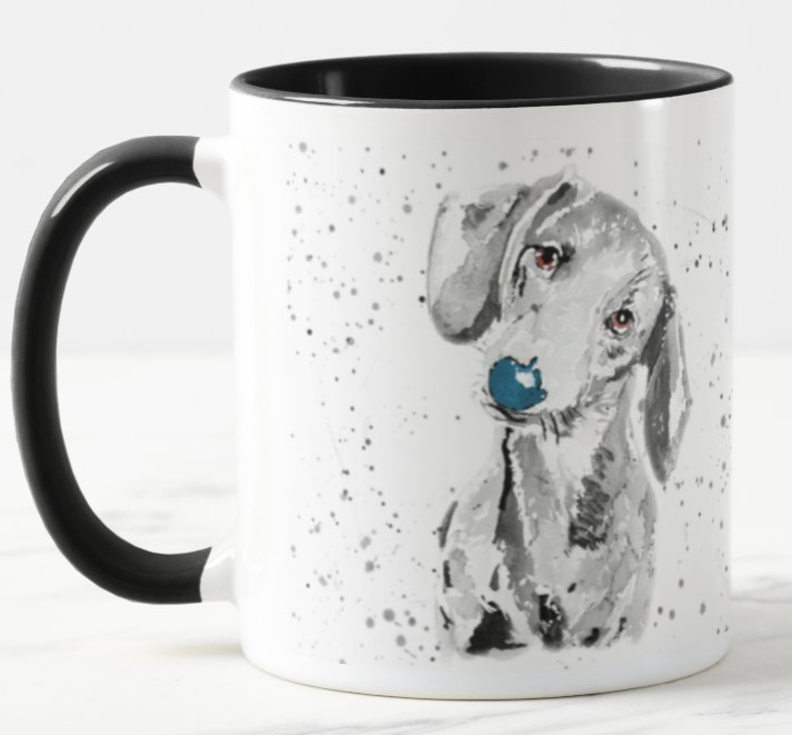 Dachshund Dog Sausage Wiener Black and White Pet Animal Watercolour Rainbow Art Coloured Mug Cup