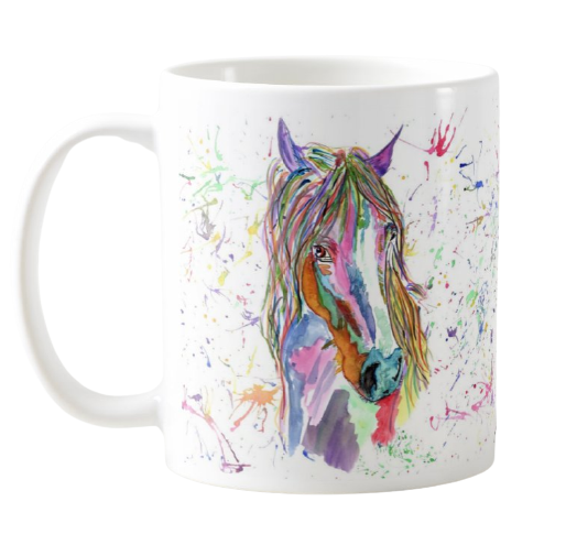 Horse Watercolour Rainbow Art Coloured Mug Cup