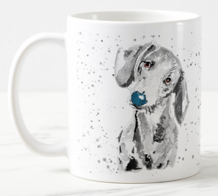 Dachshund Dog Sausage Wiener Black and White Pet Animal Watercolour Rainbow Art Coloured Mug Cup