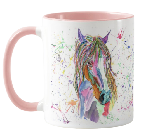 Horse Watercolour Rainbow Art Coloured Mug Cup