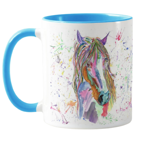 Horse Watercolour Rainbow Art Coloured Mug Cup