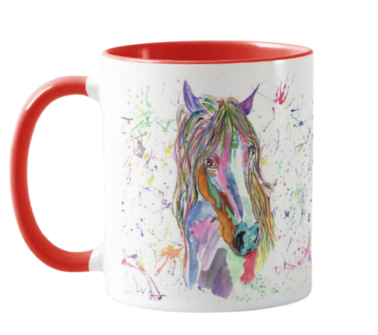 Horse Watercolour Rainbow Art Coloured Mug Cup
