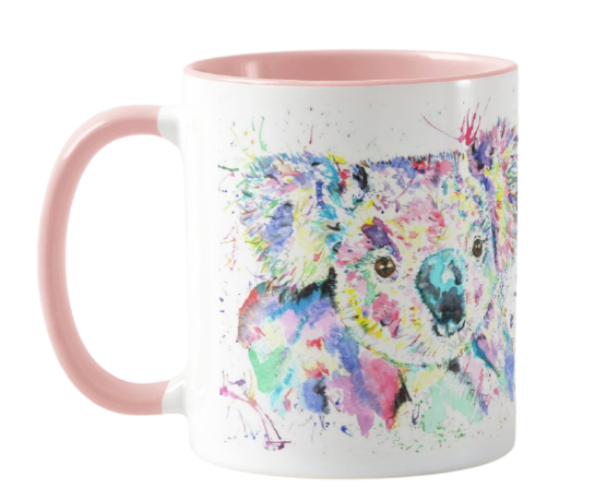 Koala Wildlife Animals Watercolour Rainbow Art Coloured Mug Cup