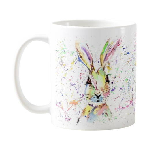 Hare Bunny Rabbit Watercolour Rainbow Art Coloured Mug Cup