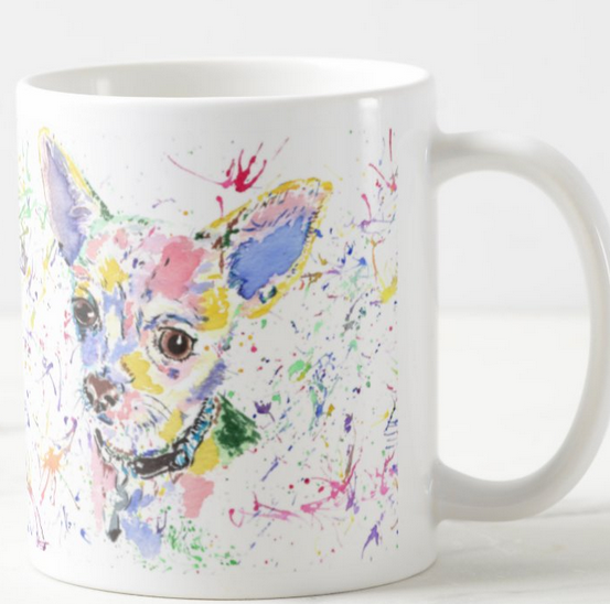 Chihuahua Short Hair Dog Pet  Animals Watercolour Rainbow Art Coloured Mug Cup