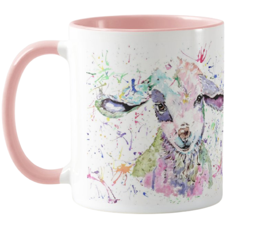 Lamb baby Farm Animals Watercolour Rainbow Art Coloured Mug Cup