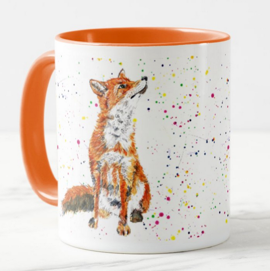 Fox natural wildlife animals Watercolour  Art Coloured Mug Cup