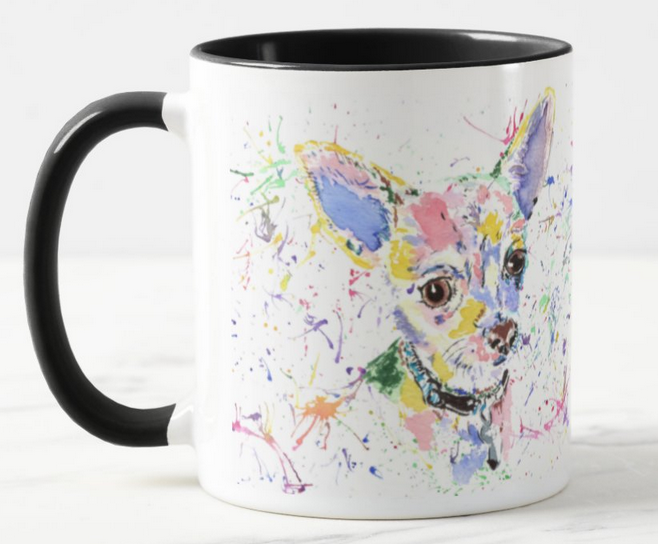 Chihuahua Short Hair Dog Pet  Animals Watercolour Rainbow Art Coloured Mug Cup