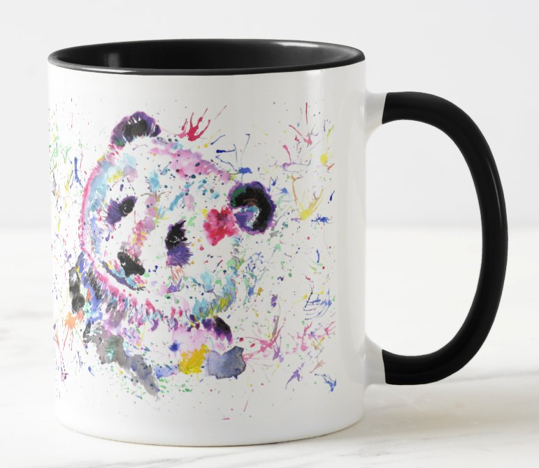 Panda animals Watercolour Rainbow Art Coloured Mug Cup