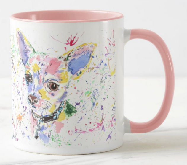 Chihuahua Short Hair Dog Pet  Animals Watercolour Rainbow Art Coloured Mug Cup