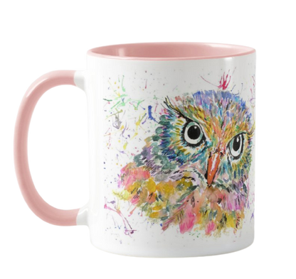 Owl Wildlife Animals Watercolour Rainbow Art Coloured Mug Cup