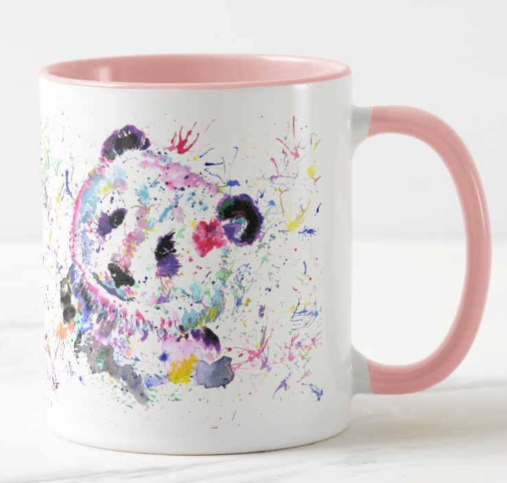 Panda animals Watercolour Rainbow Art Coloured Mug Cup