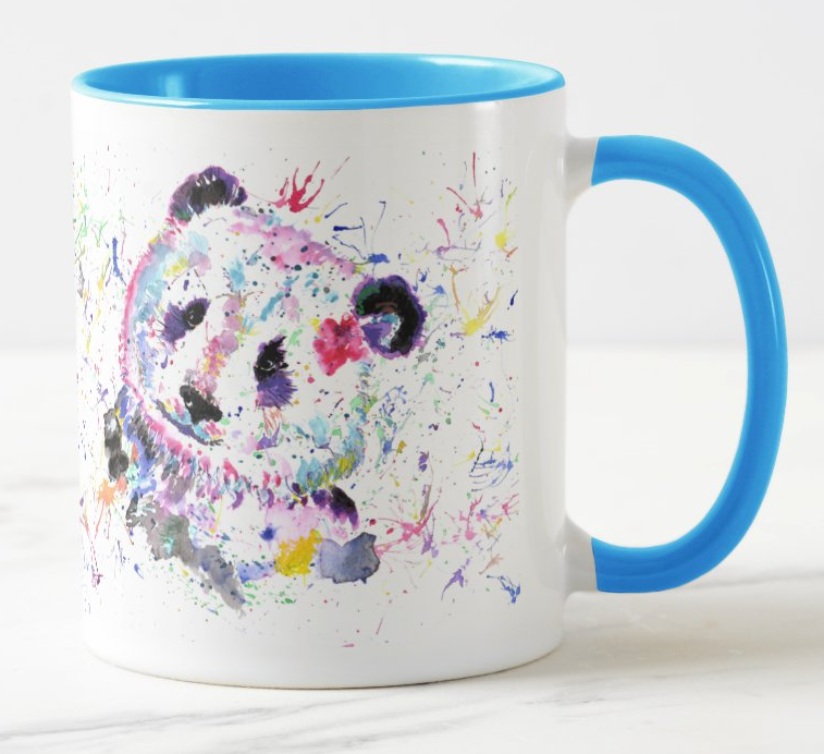 Panda animals Watercolour Rainbow Art Coloured Mug Cup