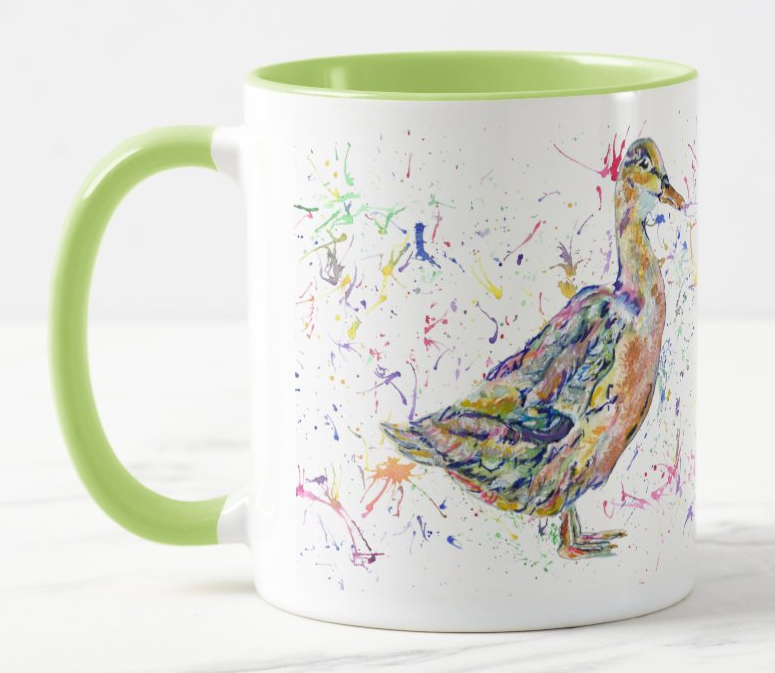 Duck Farm Animal Watercolour Rainbow Art Coloured Mug Cup