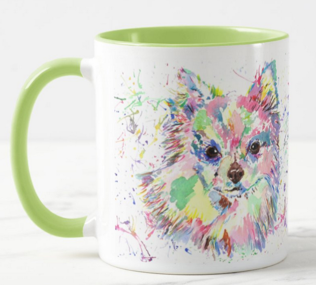 Chihuahua Long Hair Dog Pet  Animals Watercolour Rainbow Art Coloured Mug Cup