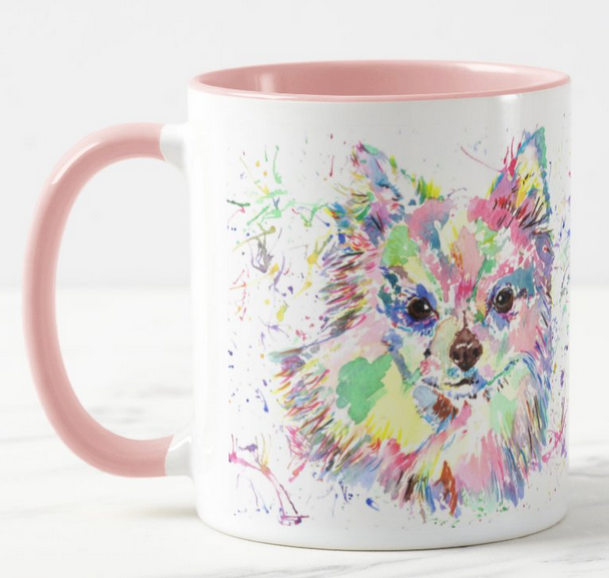 Chihuahua Long Hair Dog Pet  Animals Watercolour Rainbow Art Coloured Mug Cup