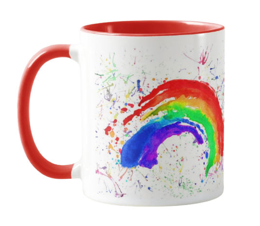 Rainbow Watercolour Rainbow Art Coloured Mug Cup