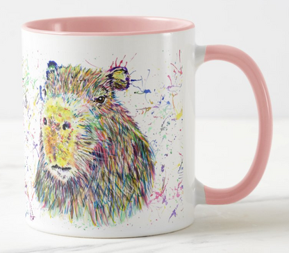 Capybara Large Rodent Pet Animal Watercolour Rainbow Art Coloured Mug Cup