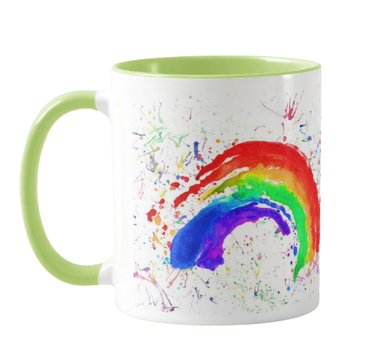 Rainbow Watercolour Rainbow Art Coloured Mug Cup