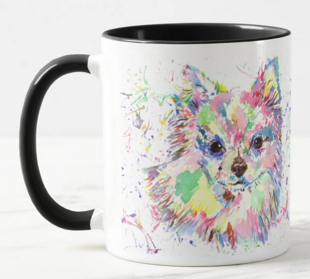 Chihuahua Long Hair Dog Pet  Animals Watercolour Rainbow Art Coloured Mug Cup