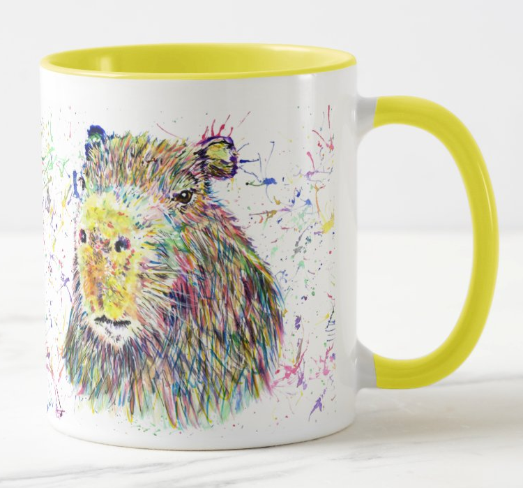 Capybara Large Rodent Pet Animal Watercolour Rainbow Art Coloured Mug Cup