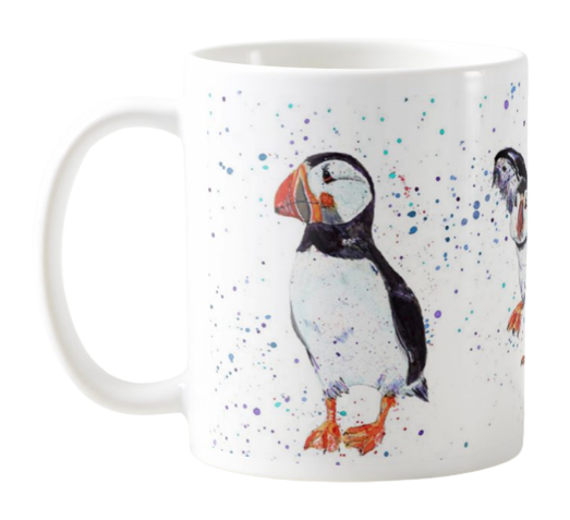 Puffin Bird Animal Watercolour Rainbow Art Coloured Mug Cup