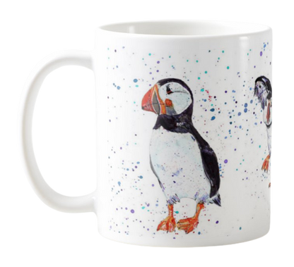 Puffin Bird Animal Watercolour Rainbow Art Coloured Mug Cup