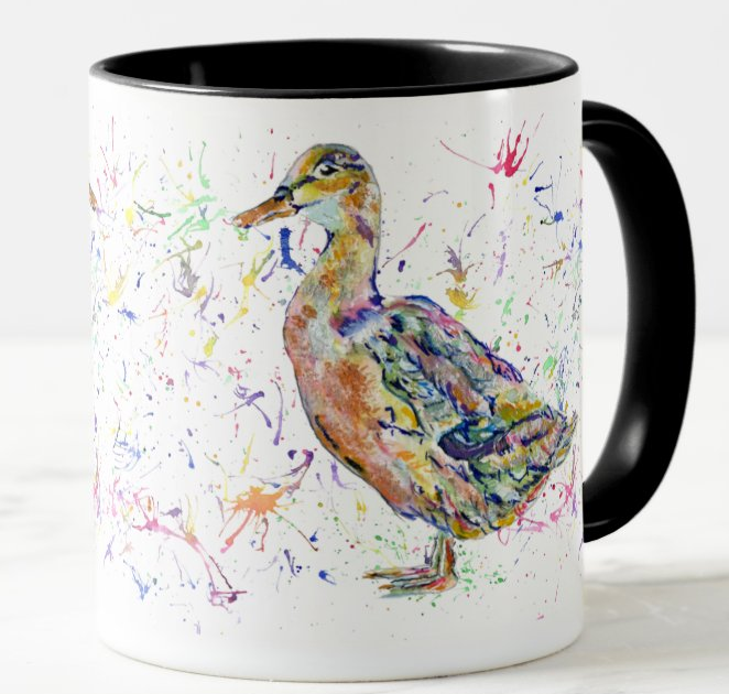 Duck Farm Animal Watercolour Rainbow Art Coloured Mug Cup