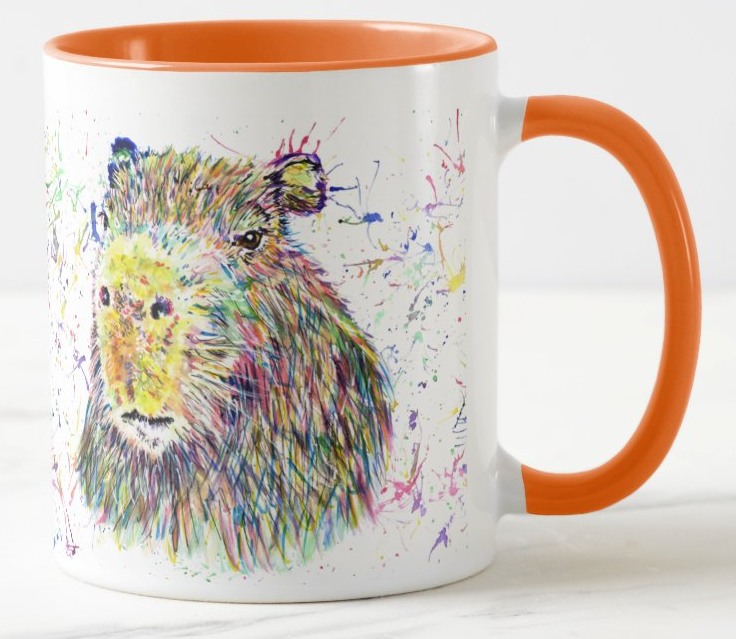 Capybara Large Rodent Pet Animal Watercolour Rainbow Art Coloured Mug Cup